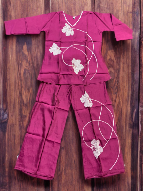 Trendy Floral Printed Co-ord Set In a Rani Pink