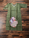 Attractive Women Kurta In A Green Shade With Embroidery.